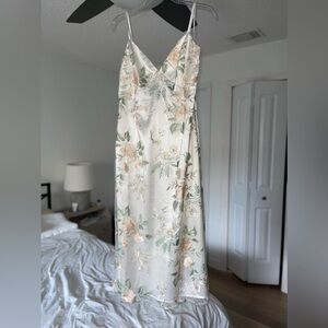 Lulus Size XL Dainty Dreaming White Floral Embroidered Slip Midi Dress